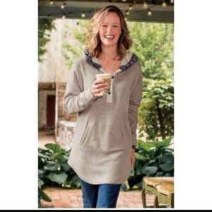 Soft Surroundings Womens Large Cabin Cuddle Up Hoodie French Terry Sweater